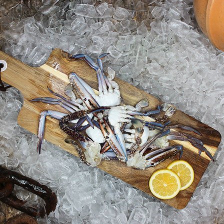 FROZEN 1/2 CUT BLUE SWIMMER CRABS 500G