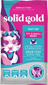 Solid Gold - Mighty Mini with All Natural Chicken, Chickpea and Pumpkin Recipe - Probiotic Support - Grain Free - Holistic Dry Dog Food for Toy and Small Breeds of All Life Stages - 4lb Bag